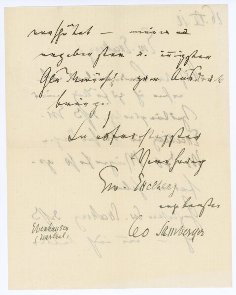 Brief von Leo Samberger an Exzellenz [Hippolyt Graf von Bray-Steinburg?] - 26..8.1912