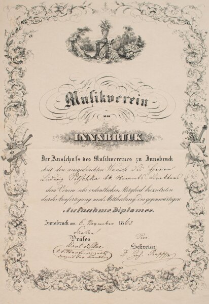 Ludwig Potschka - Aufnahmediplom - 6. November 1862