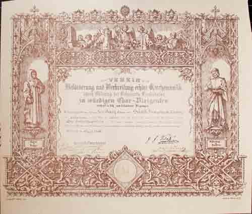 Der Verein zur Verbreitung echter Kirchenmusik - Urkunde - Franz Ritter von Heintl