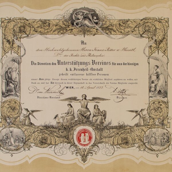Franz Ritter v. Heintl - Aufnahmeurkunde - 18. April 1852