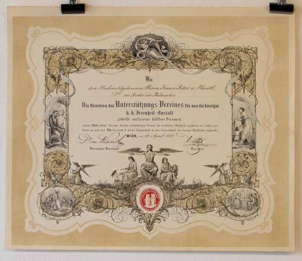 Franz Ritter v. Heintl - Aufnahmeurkunde - 18. April 1852