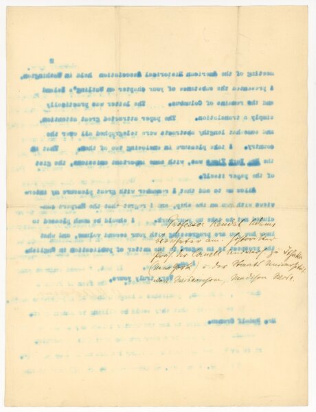 Charles Kendall Adams Brief an Rudolf Cronau - 4.1.1892