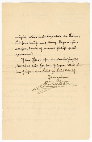 Richard Wilde Brief an Franz Wallner - 6.2.1907