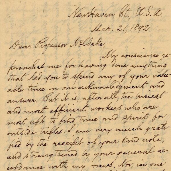 William Dwight Whitney Brief an Theodor Nöldeke - 21.3.1892