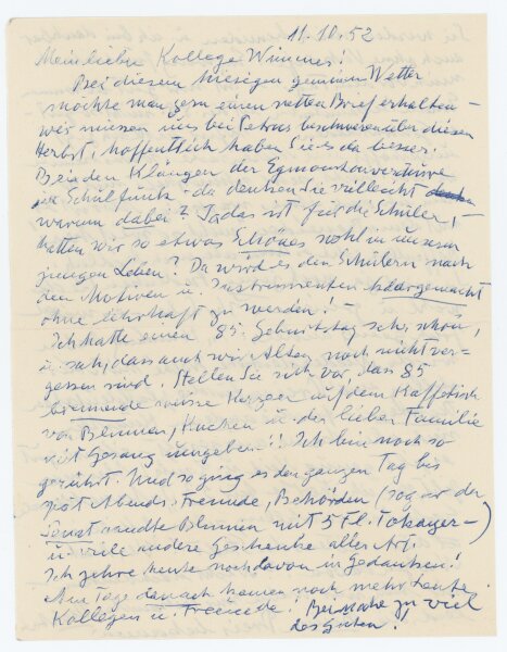 Ernst Eitner - Brief - 11.10.1952