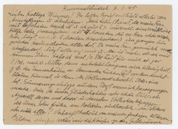 Ernst Eitner - Brief - 03.01.1945/ 05.01.1944 (versehentlich falsch datiert?)
