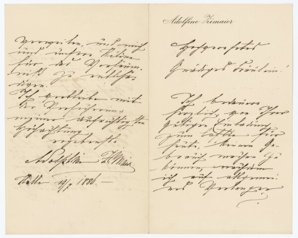 Adolfina Zimajer - Brief - 19.07.1886