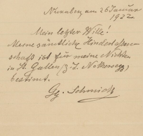 Georg Schmidt - Testament - 26.01.1922