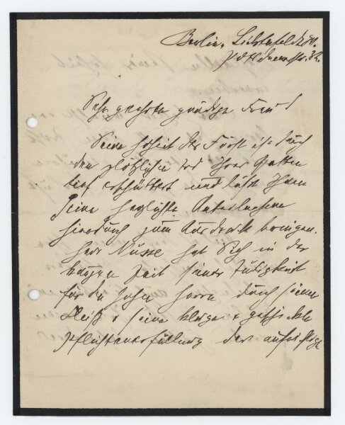 Georg Johannes von Eppstein - Kondolenz - Ende August 1921
