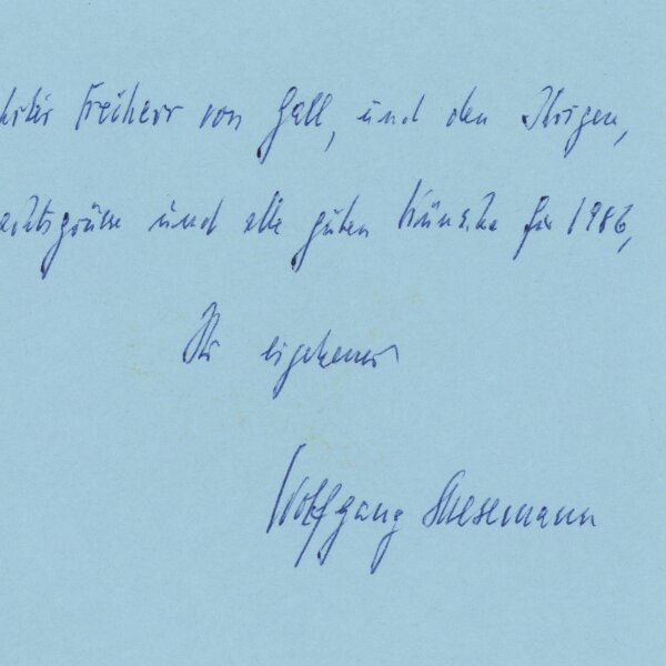 Wolfgang Stresemann - Weihnachtskarte - Dezember 1985