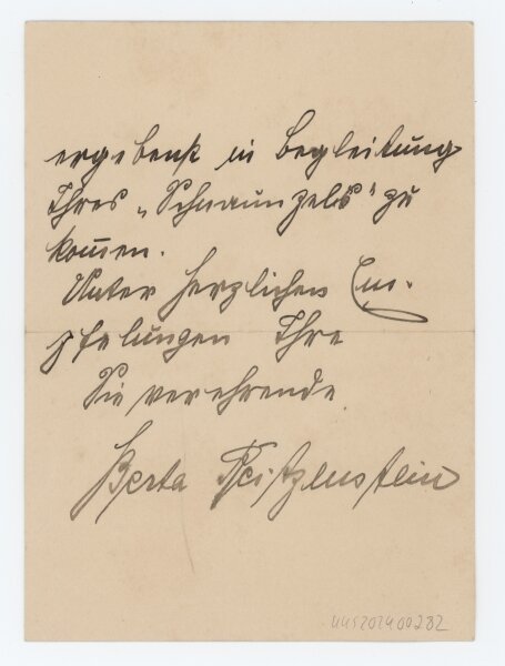 Berta Reitzenstein - Einladung zum Mittagessen - 19.11.1901