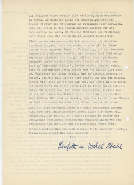 Liselotte Köster - Reisebericht und Dank - 14.01.1954