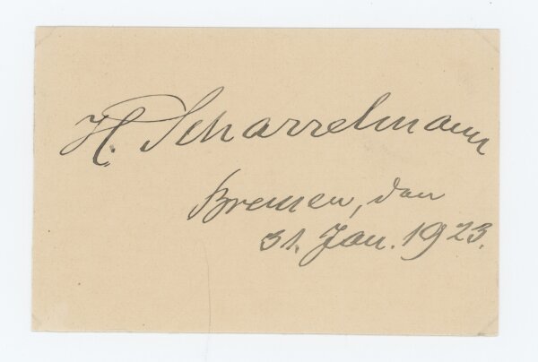 Heinrich Scharrelmann - Autograph - 31.01.1923