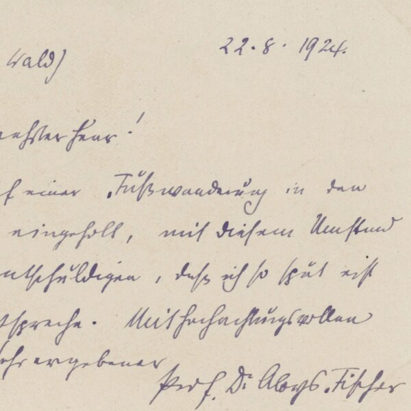 Aloys Fischer - Brief - 22.08.1924