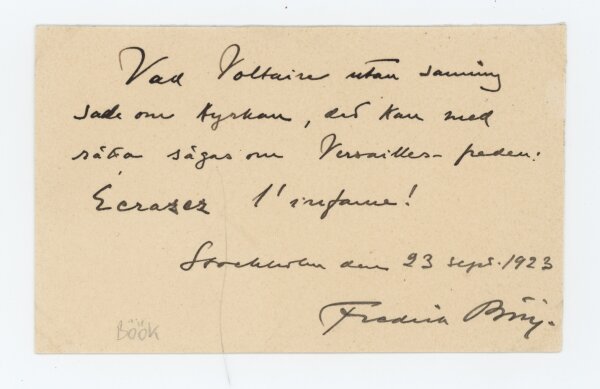Böök, Frederik - Autograph - 23.09.1923