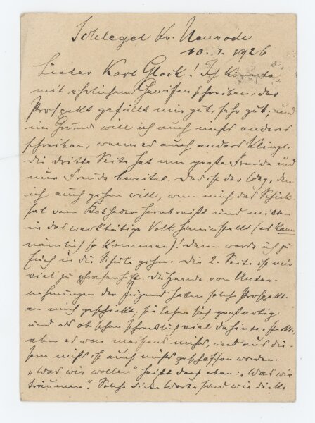 Joseph Wittig - Postkarte - 10.01.1926