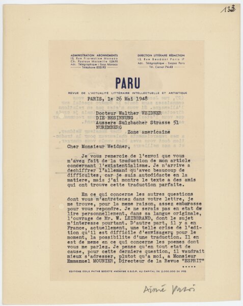 Aimé Patri - Brief - 26.05.1948