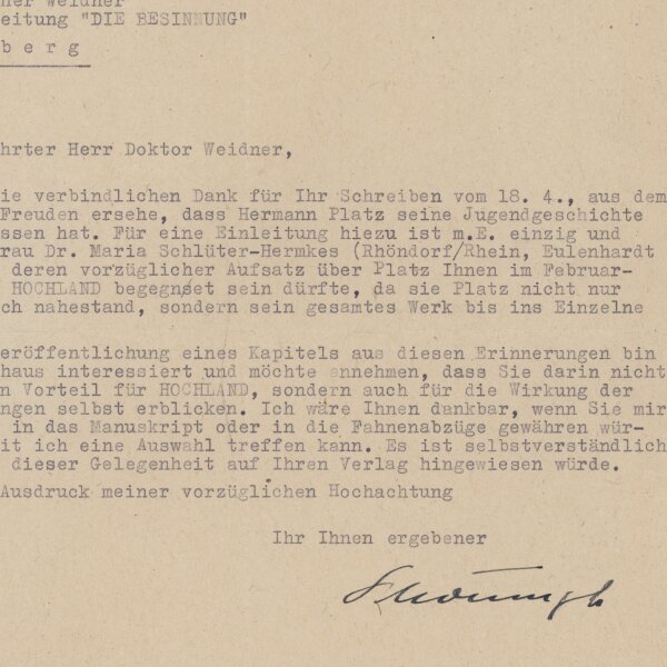 Franz Josef Schöningh - Brief - 30.04.1947