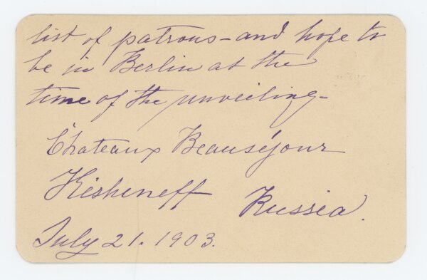Richard Henry Savage - Antwortkarte - 21.07.1903