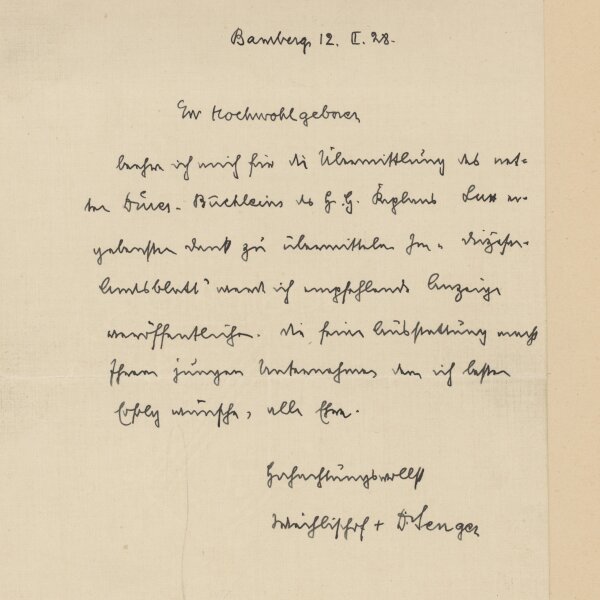 Adam Senger - Brief - 12.02.1928