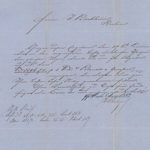 Frédéric Emile Baron d’ Erlanger - Brief - 27.01.1860