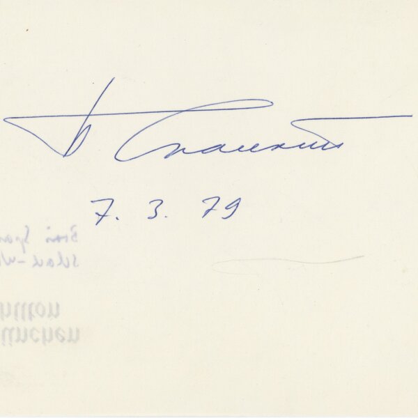 Boris Spasski - Autograph - 07.03.1979