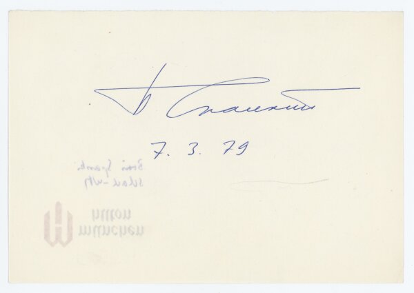 Boris Spasski - Autograph - 07.03.1979