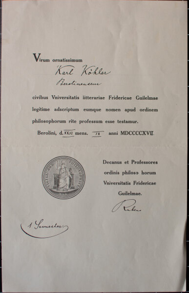 Heinrich Rubens - Immatrikulation - 26.09.1917