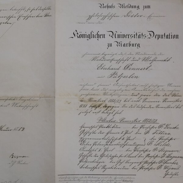 Eberhard Dennert - Leistungsnachweis Promotion - 14.01.1884