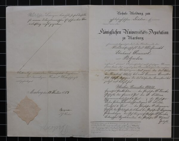 Eberhard Dennert - Leistungsnachweis Promotion - 14.01.1884