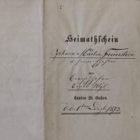 Johann Martin Feuerstein - Heimatschein - 05.12.1873
