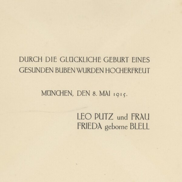 Leo Putz - Geburtsanzeige - 08.05.1915