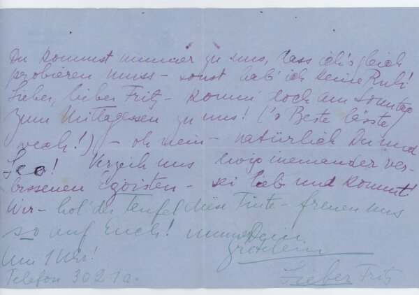 Grete Gulbransson - Brief - ohne Datum