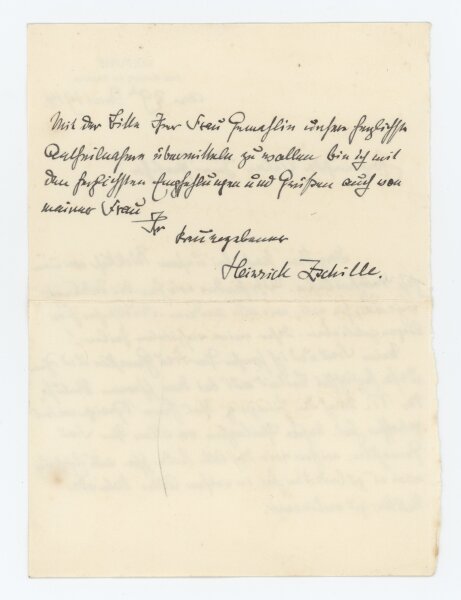 Heinrich Zschille - Kondolenzbrief - 29.06.1914