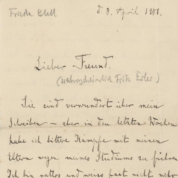 Frieda Blell - Brief - 08.04.1901