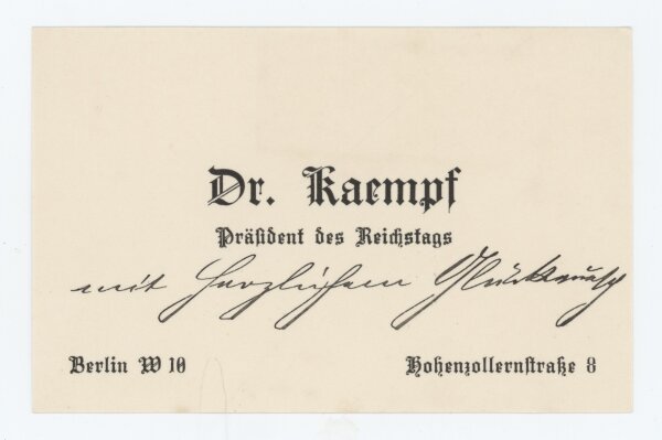Dr. Johannes Kaempf - Glückwunschkarte - 1915