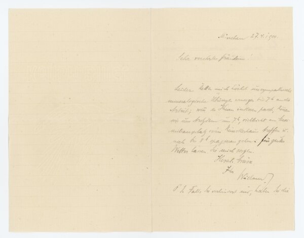 Heinrich Otto Wieland - Brief - 27.04.1900