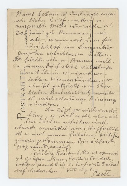 Gustav Johannes Buchner - Postkarte - verm. Sommer 1913