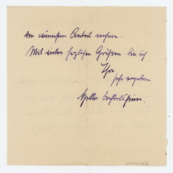 Hella von Bechtolsheim - Kondolenzbrief - 19.06.1914