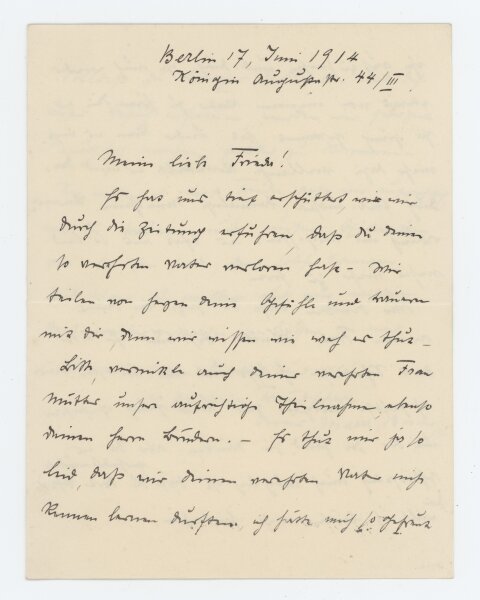 Marie Bischoff - Kondolenzbrief - 17.06.1914