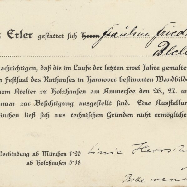 Fritz Erler - Einladung - Januar 1912