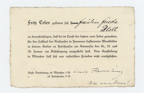 Fritz Erler - Einladung - Januar 1912