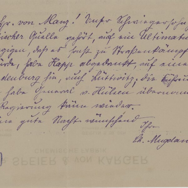 Frau Stadträtin Mugdan - Brief - 16. März 1920