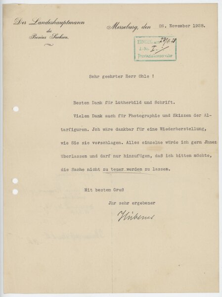 Erhard Hübener - Brief - 26. November 1928