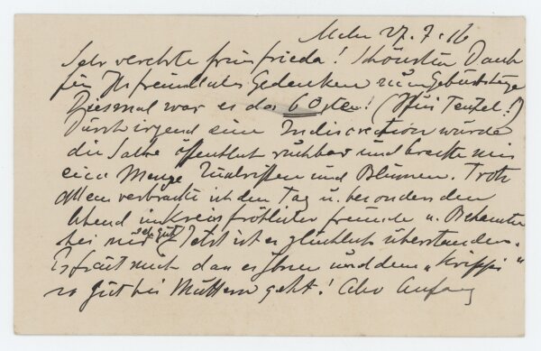 Fritz Strobentz - Postkarte - 27. Juli 1916