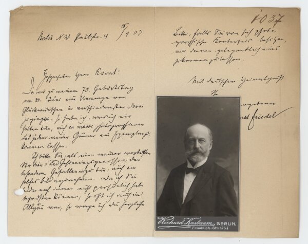Ernst Friedel - Brief - 16. September 1907