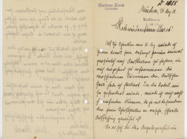 Matthias Blank - Brief - 31. Dezember 1912