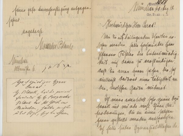 Matthias Blank - Brief - 20. Dezember 1912