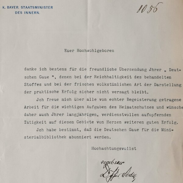 Maximilian Graf von Soden-Fraunhofen - Brief - 16. April 1912