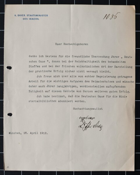 Maximilian Graf von Soden-Fraunhofen - Brief - 16. April 1912